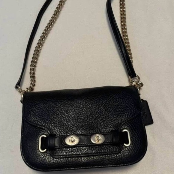 Coach Blake 20 Crossbody  Black Pebbled Leather Gold Hardware - Picture 2 of 8